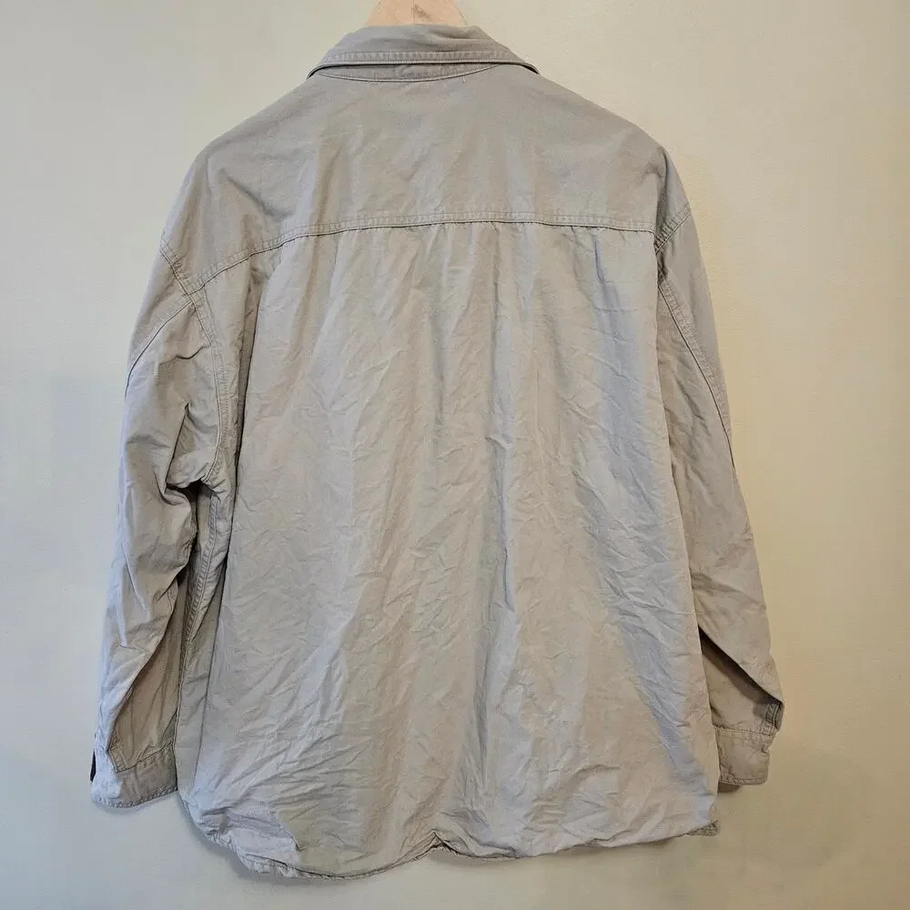 VTG St. John's Bay Men's Flannel Lined Shirt Jacket Large Beige Utility Chore